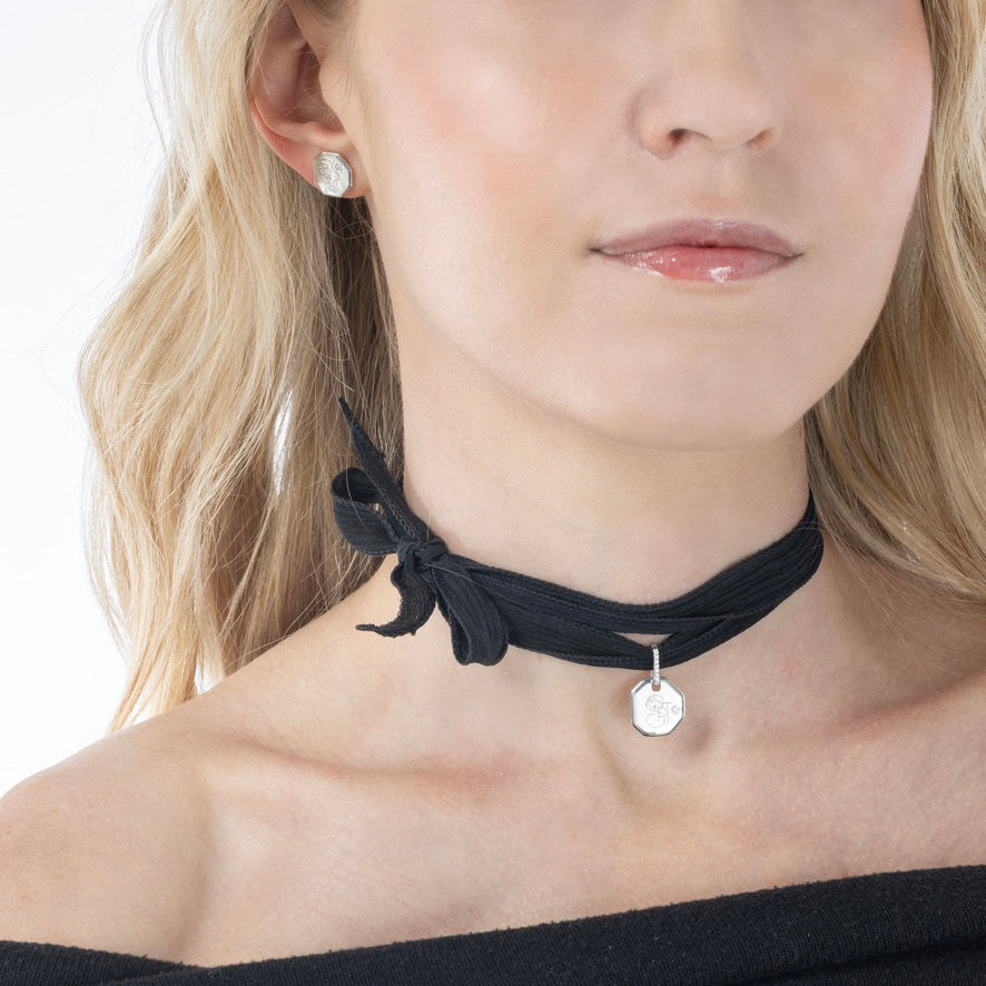 Athena Silk Ribbon Choker Black