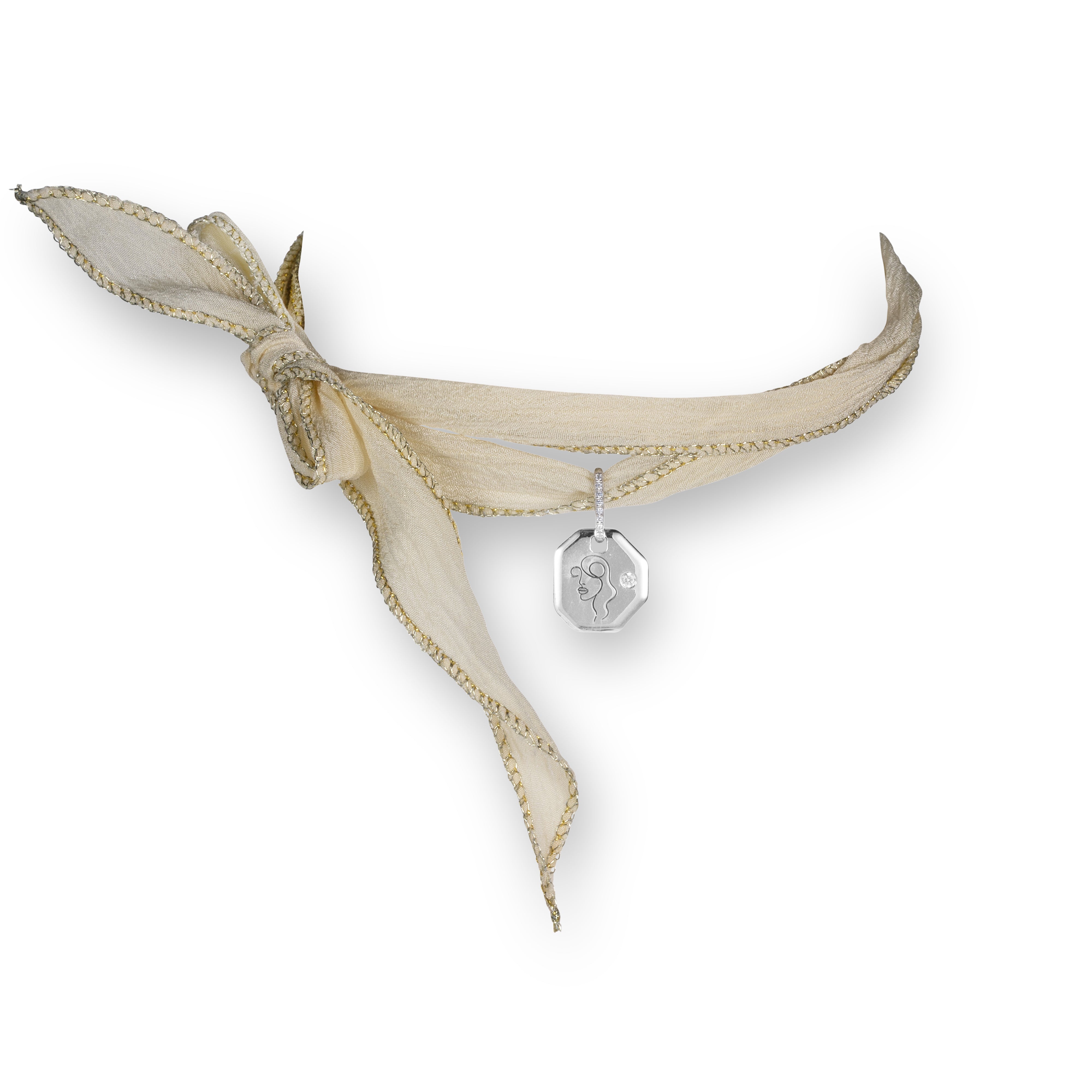 Athena Silk Ribbon Choker Beige