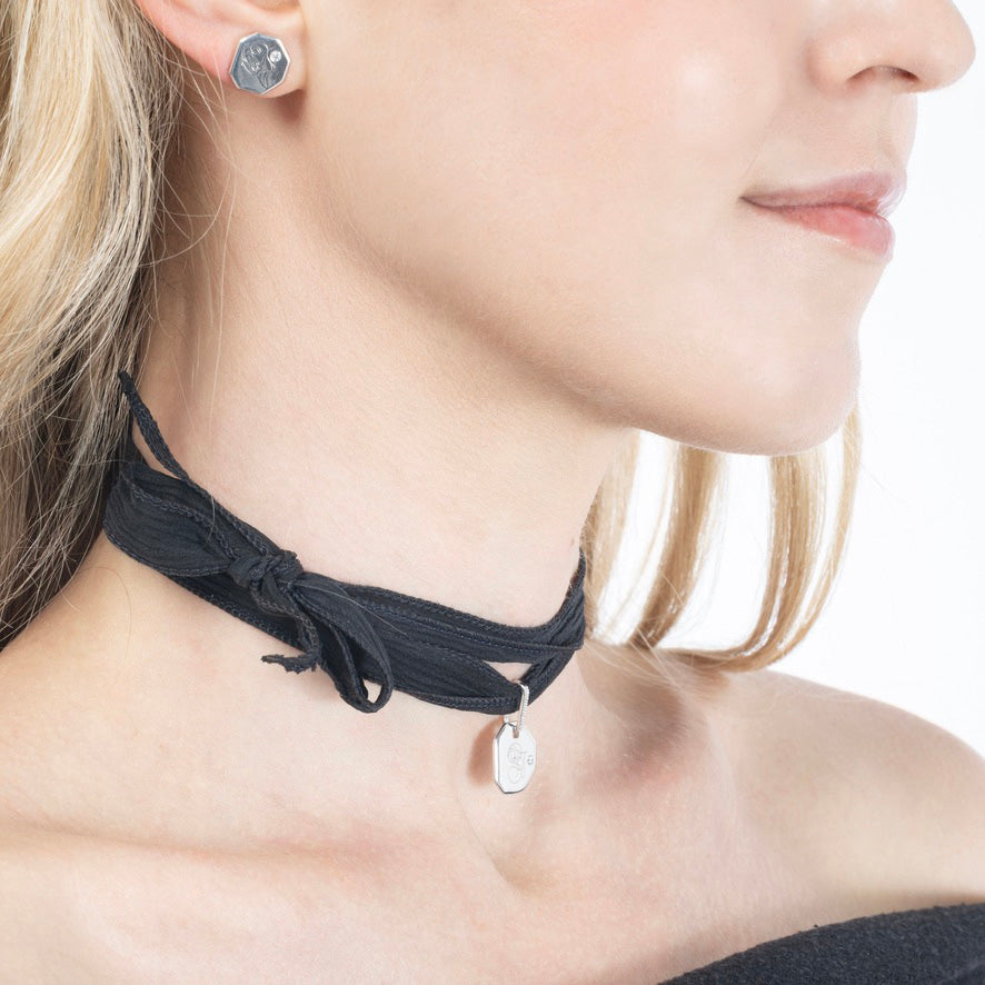 Athena Silk Ribbon Choker Black