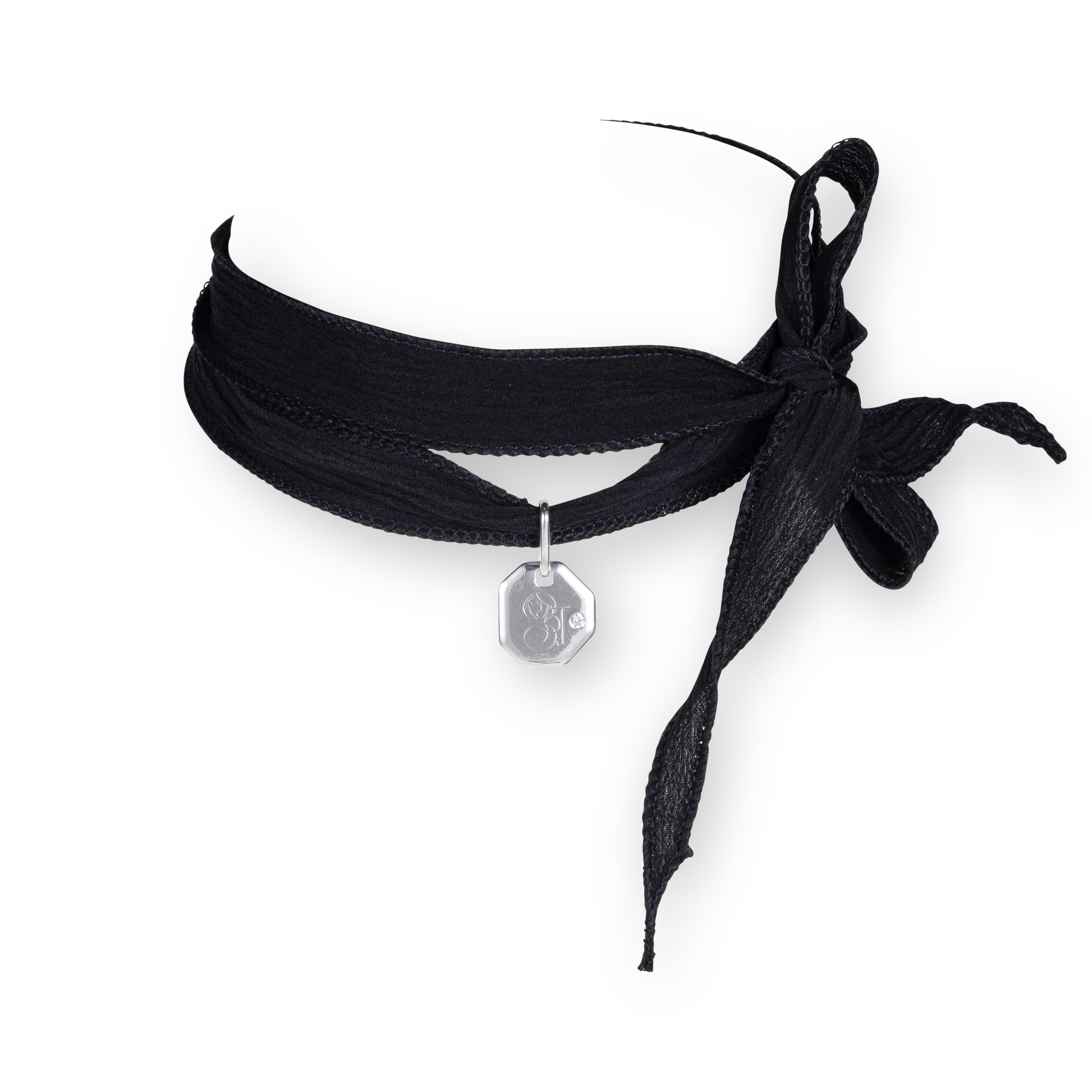 Athena Silk Ribbon Choker Black